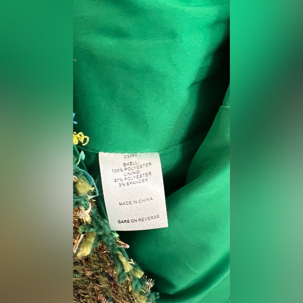 Alexia Admor Green and Gold Tweed Sheath Dress Size 14 - Picture 6 of 7